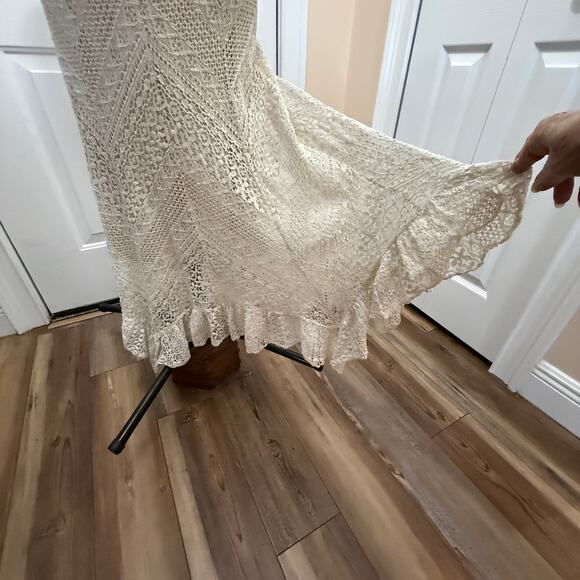 Solitaire by Ravi Khosla crochet lace skirt handkerchief hem elastic waist 30” - Picture 3 of 7